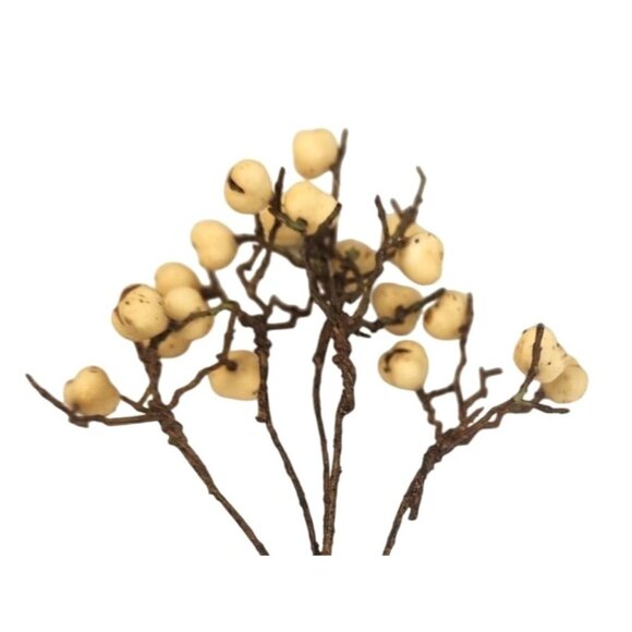 Artificial White Berry Stems 10" 5 Stem Bundle Rustic Floral Arrangement Decor - Picture 3 of 7